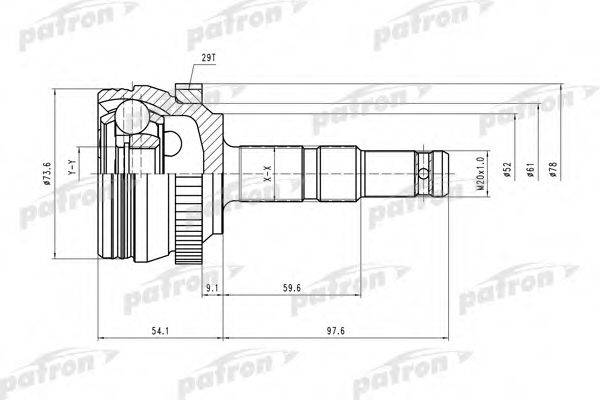 PATRON PCV1400 Шарнірний комплект, приводний вал
