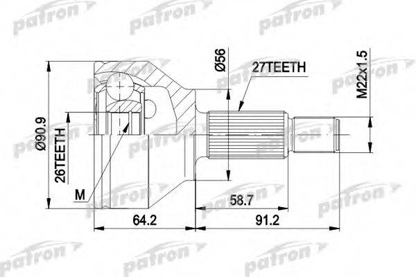 PATRON PCV1417 Шарнірний комплект, приводний вал