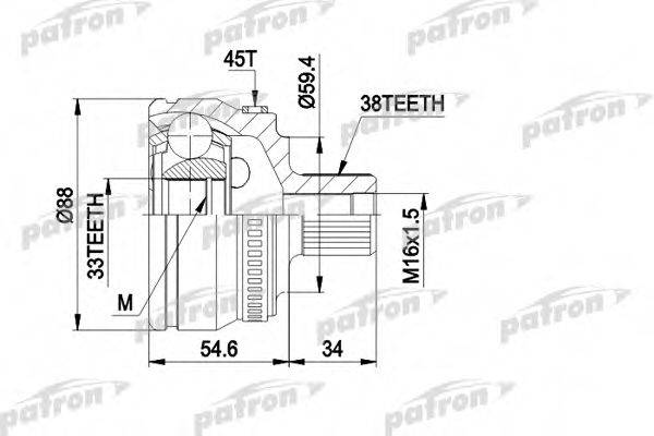 PATRON PCV1435 Шарнірний комплект, приводний вал