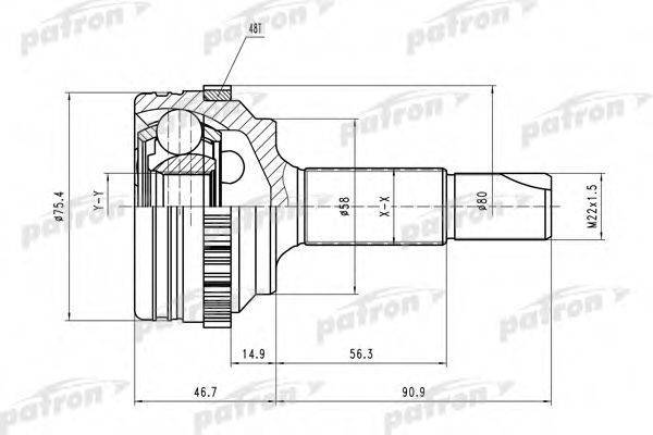 PATRON PCV1460 Шарнірний комплект, приводний вал