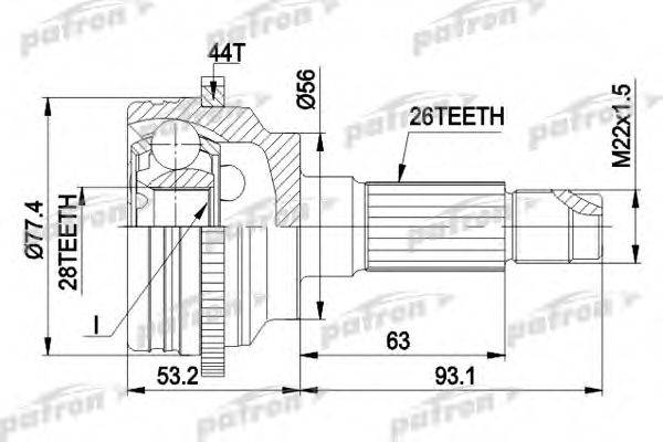 PATRON PCV1473 Шарнірний комплект, приводний вал