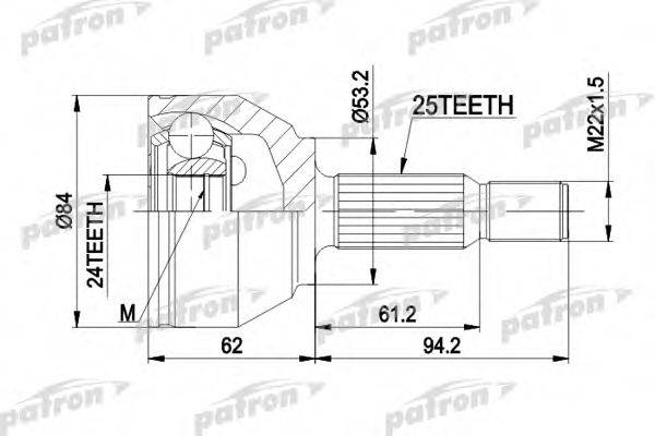 PATRON PCV1511 Шарнірний комплект, приводний вал