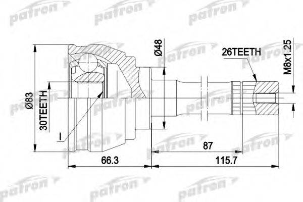 PATRON PCV1540 Шарнірний комплект, приводний вал