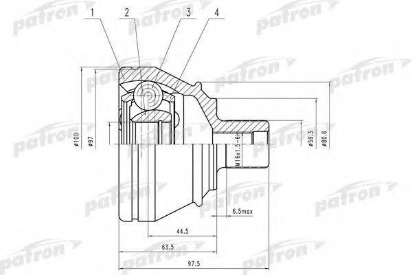 PATRON PCV1552 Шарнірний комплект, приводний вал
