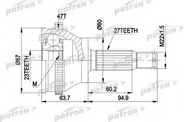 PATRON PCV1617AR Шарнірний комплект, приводний вал
