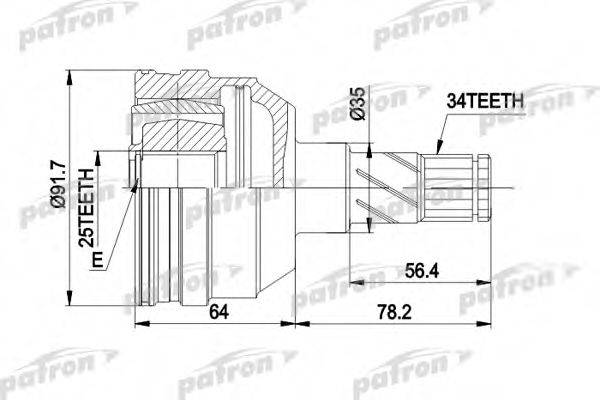 PATRON PCV2253 Шарнірний комплект, приводний вал