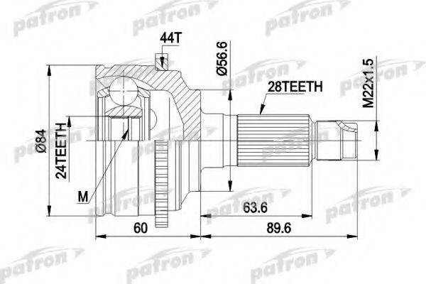 PATRON PCV3028 Шарнірний комплект, приводний вал