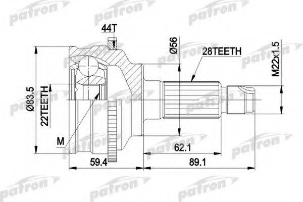 PATRON PCV3850 Шарнірний комплект, приводний вал