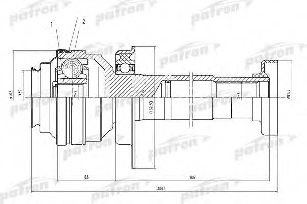 PATRON PCV4837 Шарнірний комплект, приводний вал