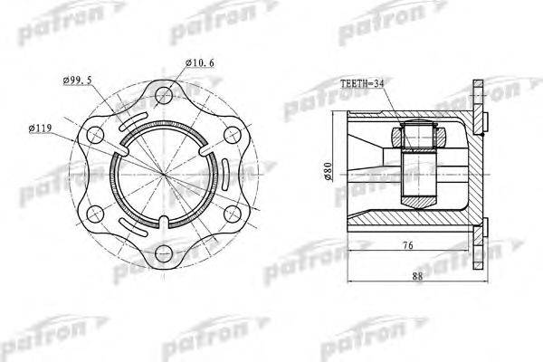 PATRON PCV5004 Шарнірний комплект, приводний вал