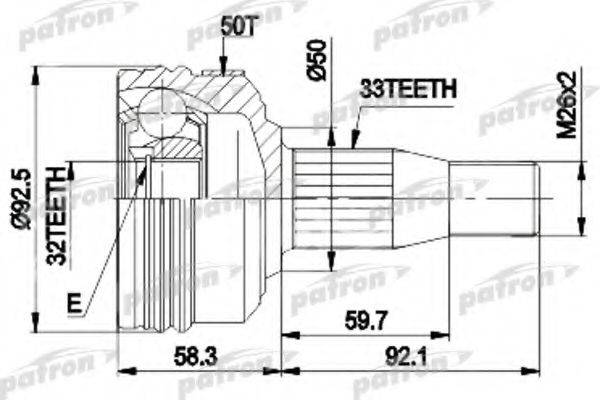 PATRON PCV8957 Шарнірний комплект, приводний вал
