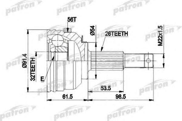 PATRON PCV9529 Шарнірний комплект, приводний вал