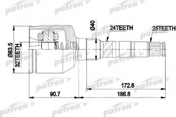 PATRON PCV9537 Шарнірний комплект, приводний вал