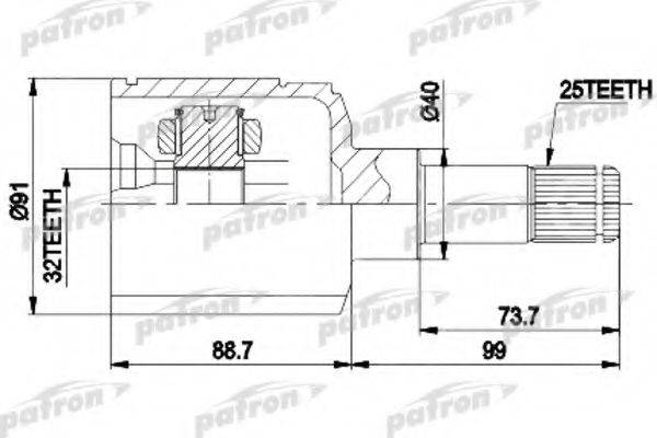 PATRON PCV9538 Шарнірний комплект, приводний вал