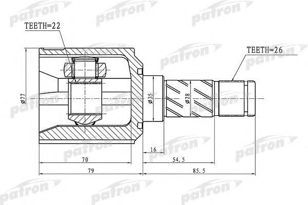 PATRON PCV1359 Шарнірний комплект, приводний вал