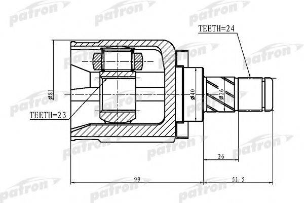 PATRON PCV1412 Шарнірний комплект, приводний вал