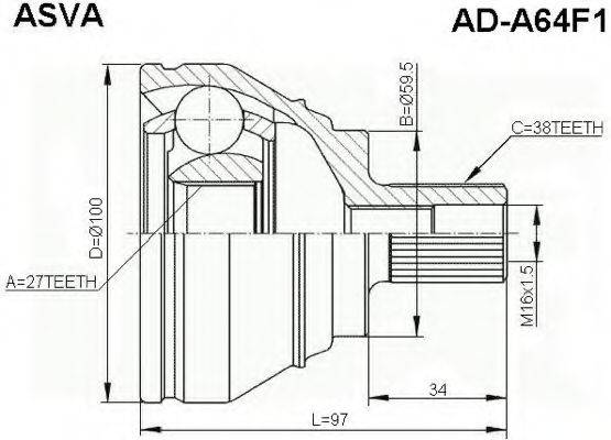 ASVA ADA64F1 Шарнірний комплект, приводний вал