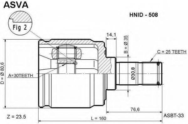 ASVA HNID508 Шарнірний комплект, приводний вал
