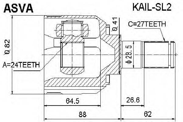 ASVA KAILSL2 Шарнірний комплект, приводний вал