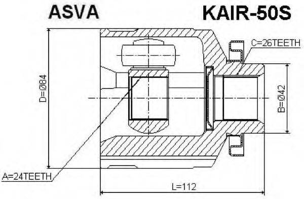 ASVA KAIR50S Шарнірний комплект, приводний вал