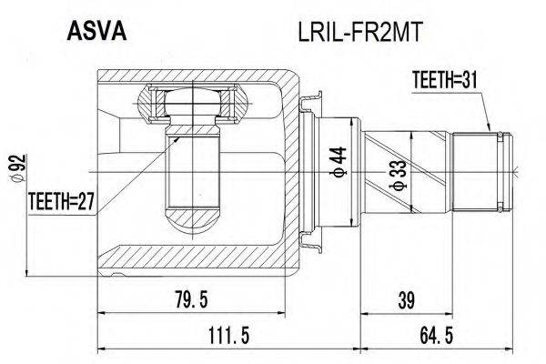 ASVA LRILFR2MT Шарнірний комплект, приводний вал