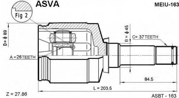 ASVA MEIU163 Шарнірний комплект, приводний вал