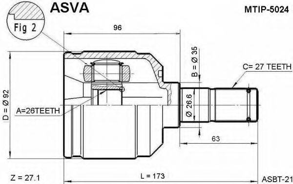 ASVA MTIP5024 Шарнірний комплект, приводний вал