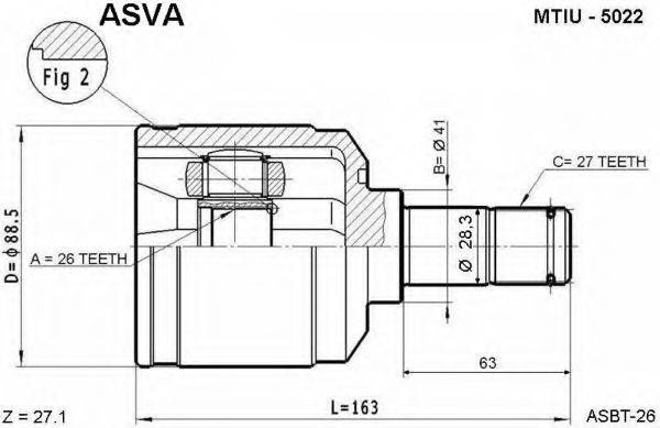 ASVA MTIU5022 Шарнірний комплект, приводний вал