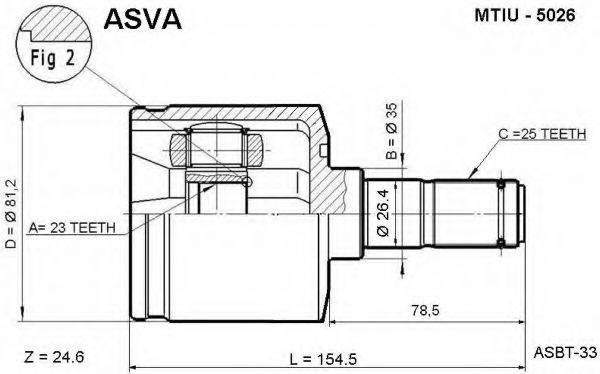 ASVA MTIU5026 Шарнірний комплект, приводний вал