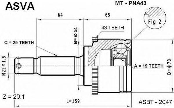 ASVA MTPNA43 Шарнірний комплект, приводний вал