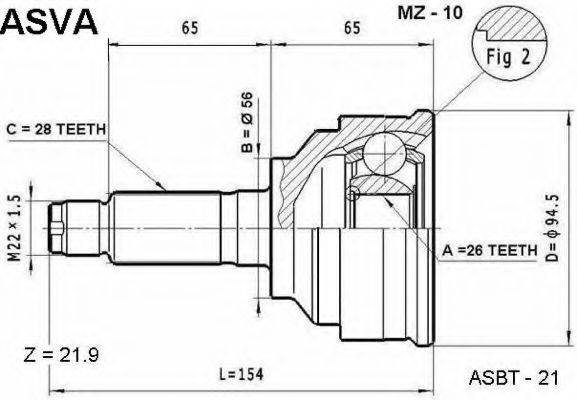 ASVA MZ10 Шарнірний комплект, приводний вал