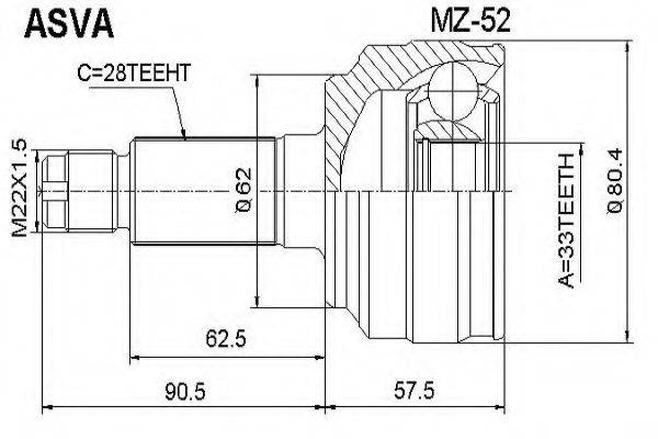 ASVA MZ52 Шарнірний комплект, приводний вал