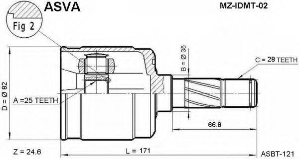 ASVA MZIDMT02 Шарнірний комплект, приводний вал