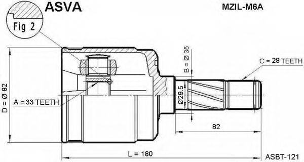 ASVA MZILM6A Шарнірний комплект, приводний вал