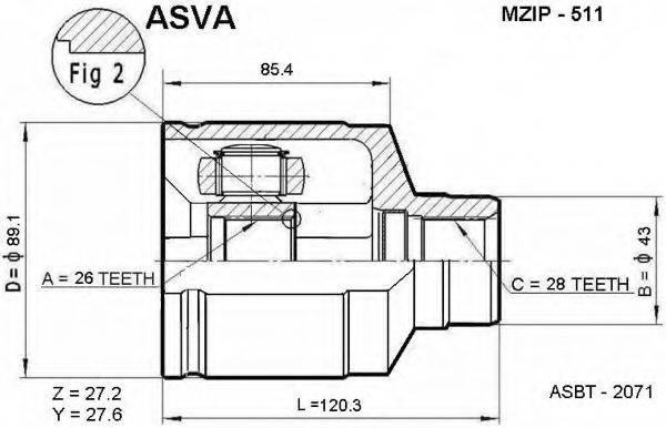 ASVA MZIP511 Шарнірний комплект, приводний вал