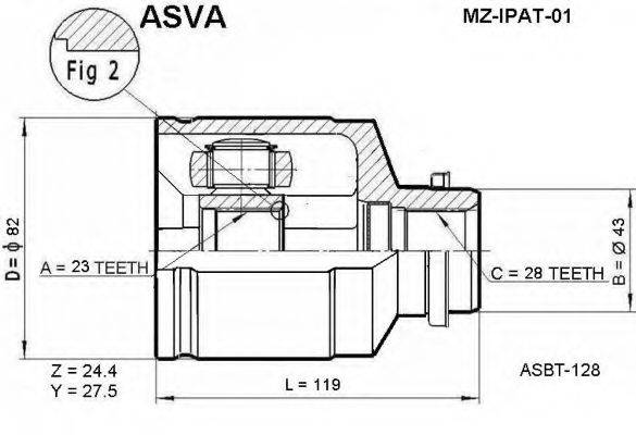 ASVA MZIPAT01 Шарнірний комплект, приводний вал