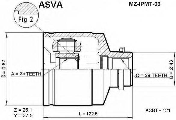 ASVA MZIPMT03 Шарнірний комплект, приводний вал