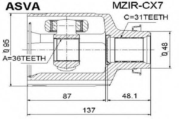 ASVA MZIRCX7 Шарнірний комплект, приводний вал