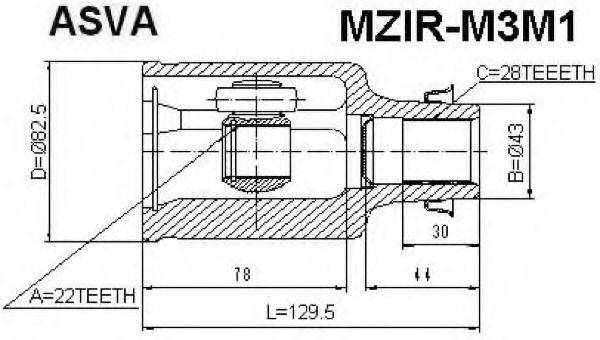 ASVA MZIRM3M1 Шарнірний комплект, приводний вал