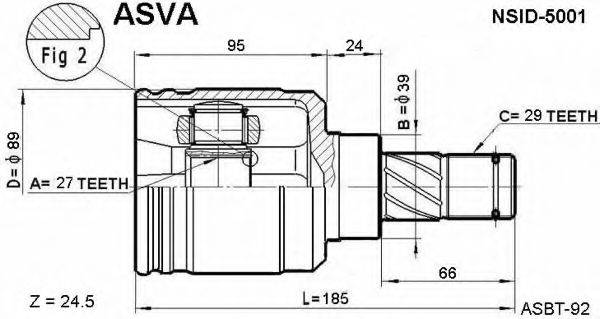 ASVA NSID5001 Шарнірний комплект, приводний вал