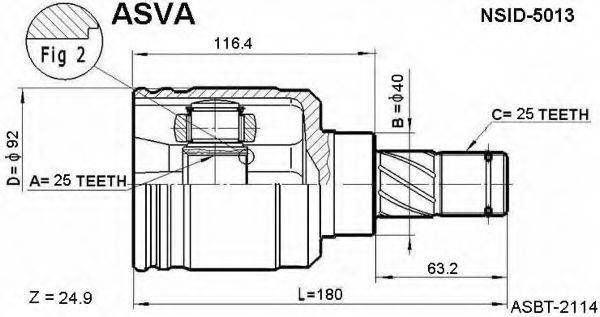 ASVA NSID5013 Шарнірний комплект, приводний вал