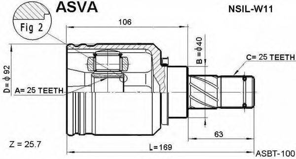 ASVA NSILW11 Шарнірний комплект, приводний вал