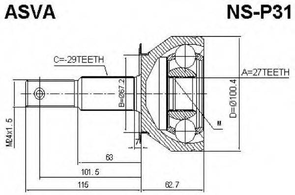 ASVA NSP31 Шарнірний комплект, приводний вал