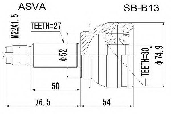 ASVA SBB13 Шарнірний комплект, приводний вал