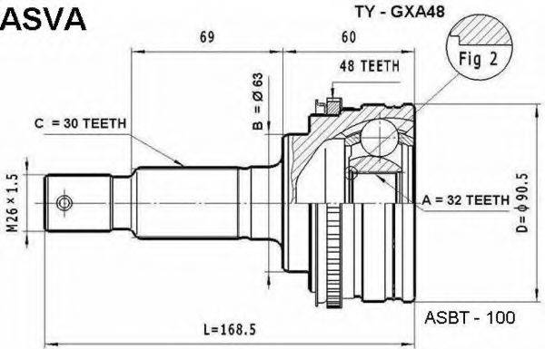 ASVA TYGXA48 Шарнірний комплект, приводний вал