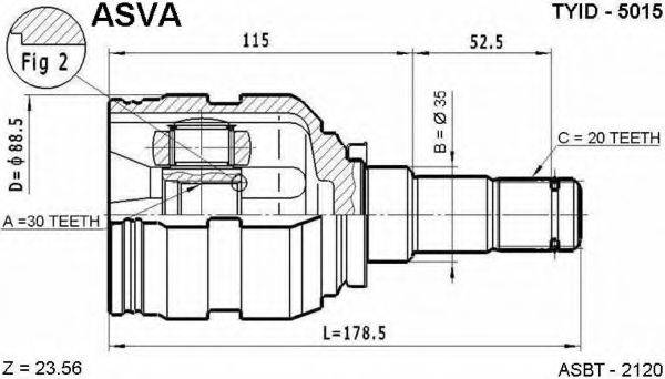 ASVA TYID5015 Шарнірний комплект, приводний вал