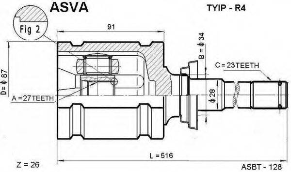 ASVA TYIPR4 Шарнірний комплект, приводний вал