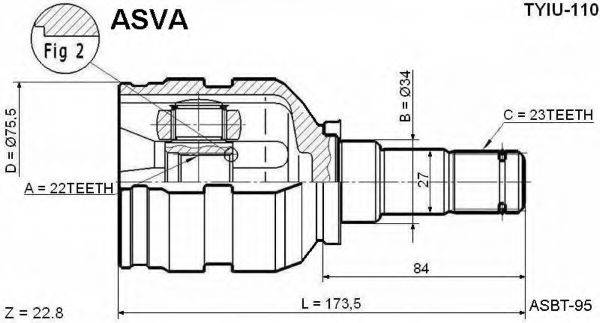 ASVA TYIU110 Шарнірний комплект, приводний вал