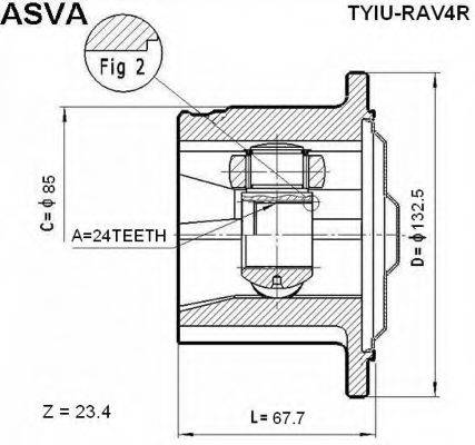 ASVA TYIURAV4R Шарнірний комплект, приводний вал