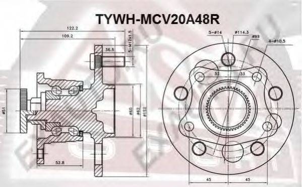 ASVA TYWHMCV20A48R Маточина колеса